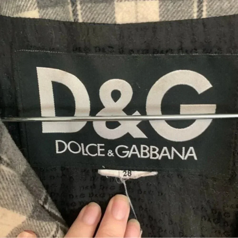 Dolce & Gabbana Vintage Wool Grey Check Plaid Belted Coat 8 - Picture 16 of 16